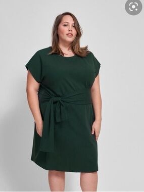 Universal Standard Misa Pima T-Shirt Dress Green Conifer Large 22/24